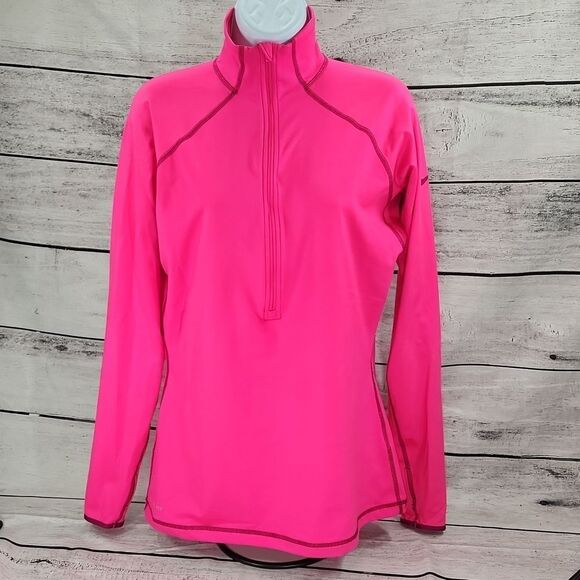 🔹️HOST PICK Nike Hot Pink Fleece Lined 1/2 Zip Mock Neck Athletic Top Large - Picture 3 of 15